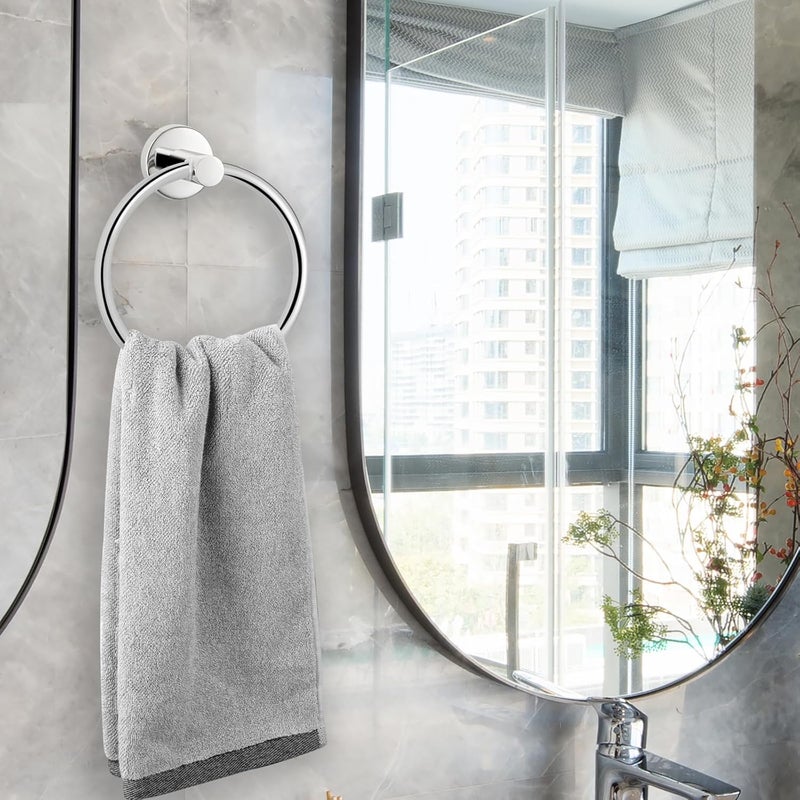 Kinbrace Chrome Bathroom Hardware Set, Towel Ring & Toilet Paper Holder, Stainless Steel SUS304, Hand Towel Hanger & Toilet Roll Holder, Sturdy Bathroom Accessories for Home or Kitchen - Image 3